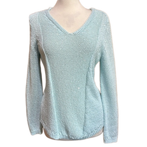 Chico’s Open Weave Sweater with Sequins Size Medium - EUC